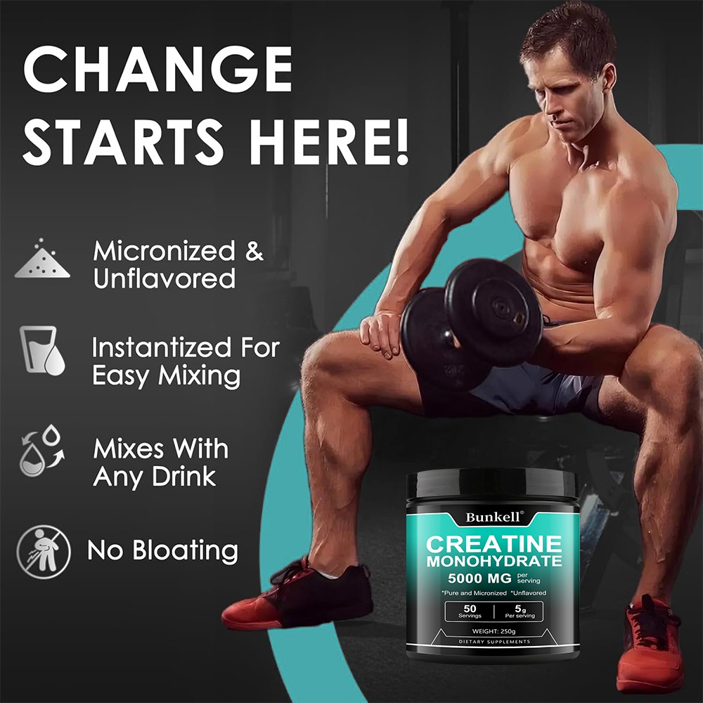 Creatine Monohydrate Pure Powder 5000mg Micronized by Bunkell *Unflavored
