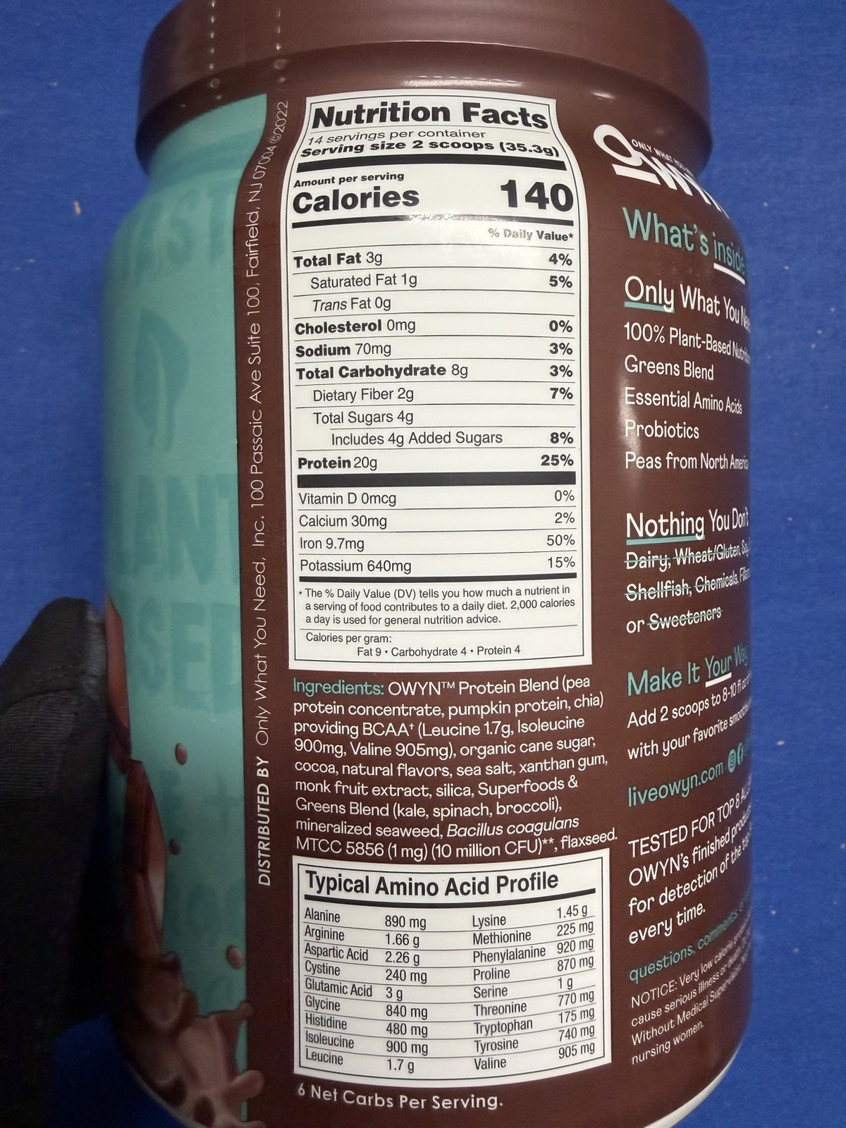 Lot of 9 OWYN Only What You Need Protein Powder DARK CHOCOLATE 494g EXP 7/26