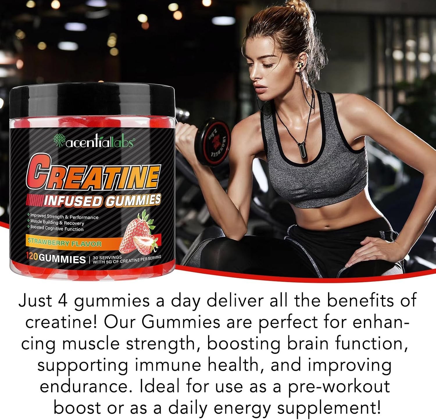 Creatine Monohydrate Gummies for Men & Women ~ 5g Creatine Monohydrate