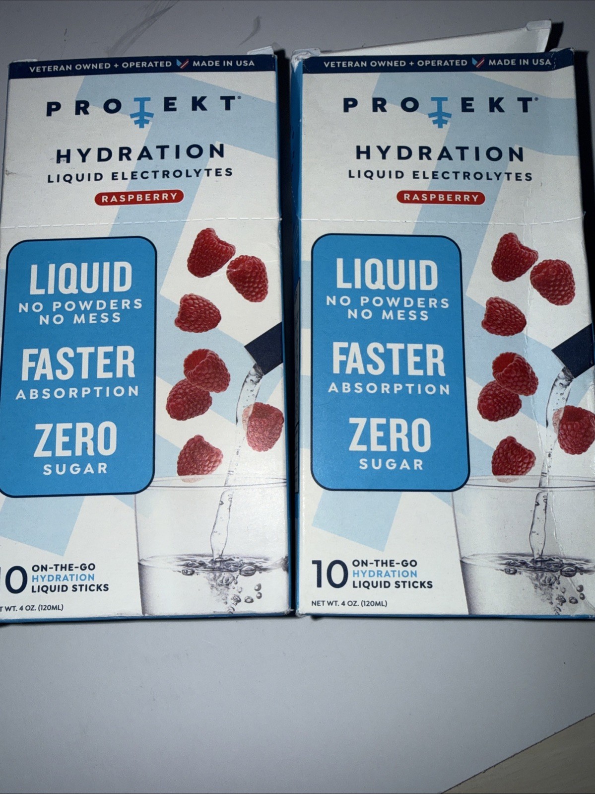 2 PROTEKT Electrolyte Packets for Recovery & Hydration 10 Packs Raspberry