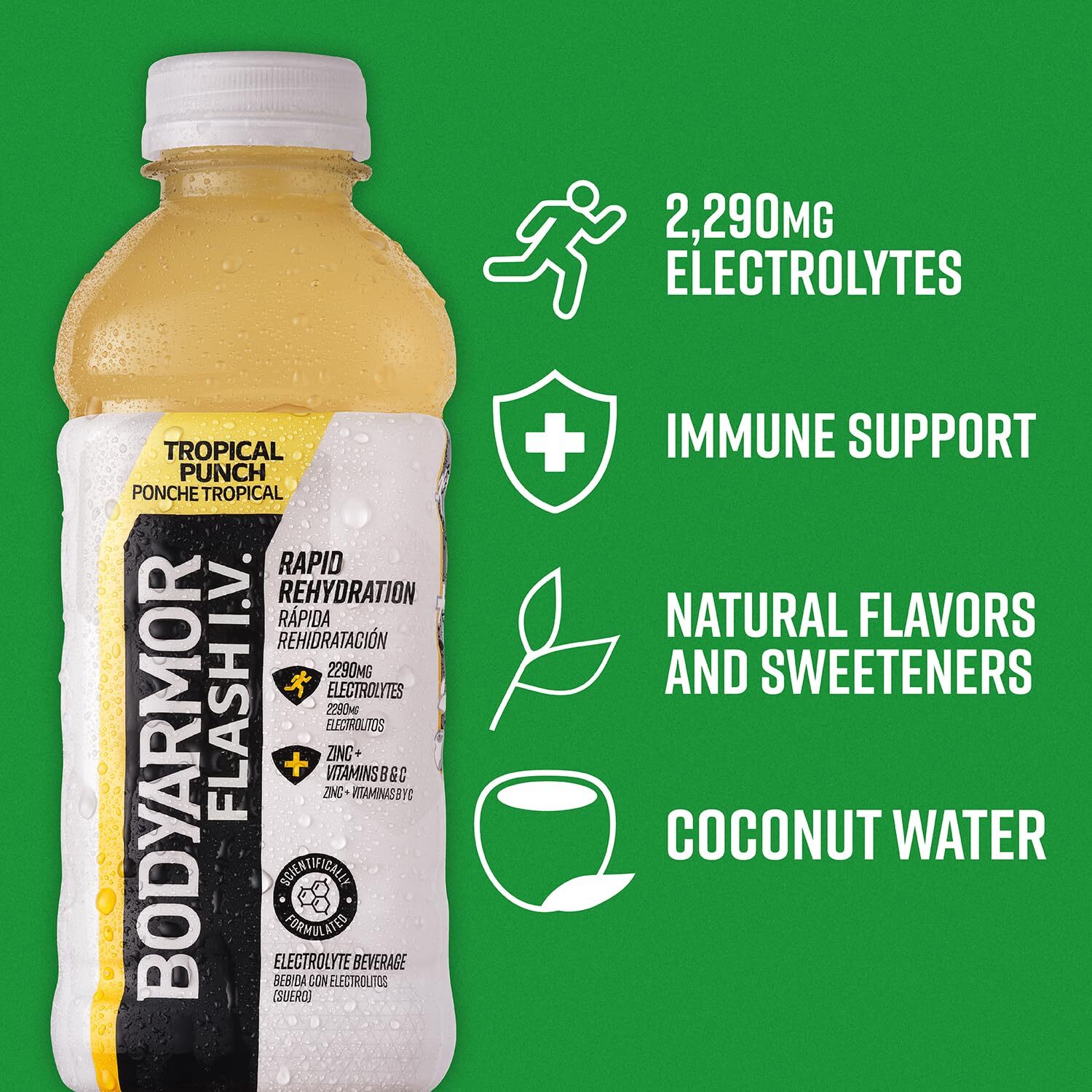 BodyArmor Flash IV Coconut Water Drink Pack of 12 Immunity Hydration 20 Oz