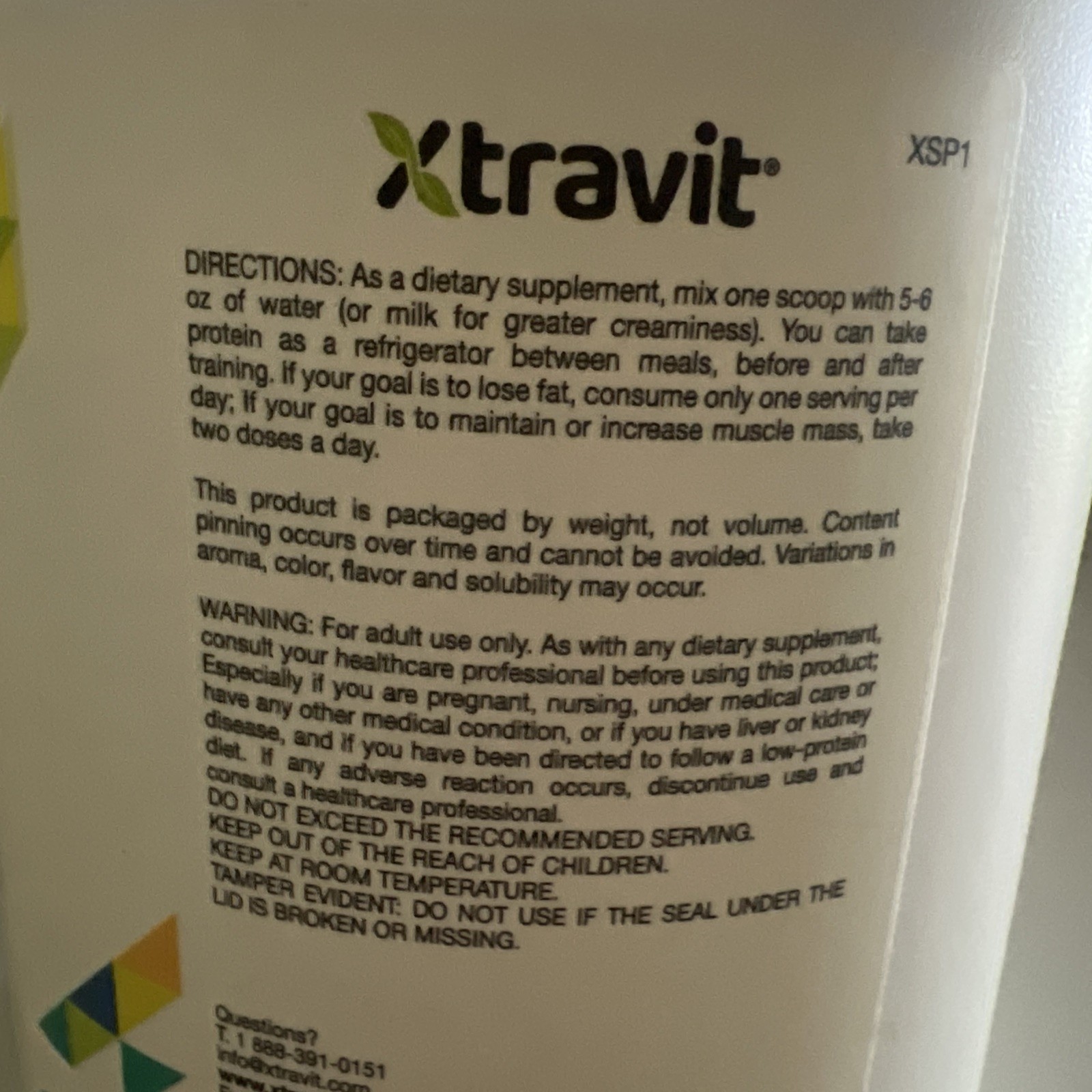 Xtravit Whey Protein Isolate Vanilla 30 Servings 25g Protein 38.8oz Exp 03/2028