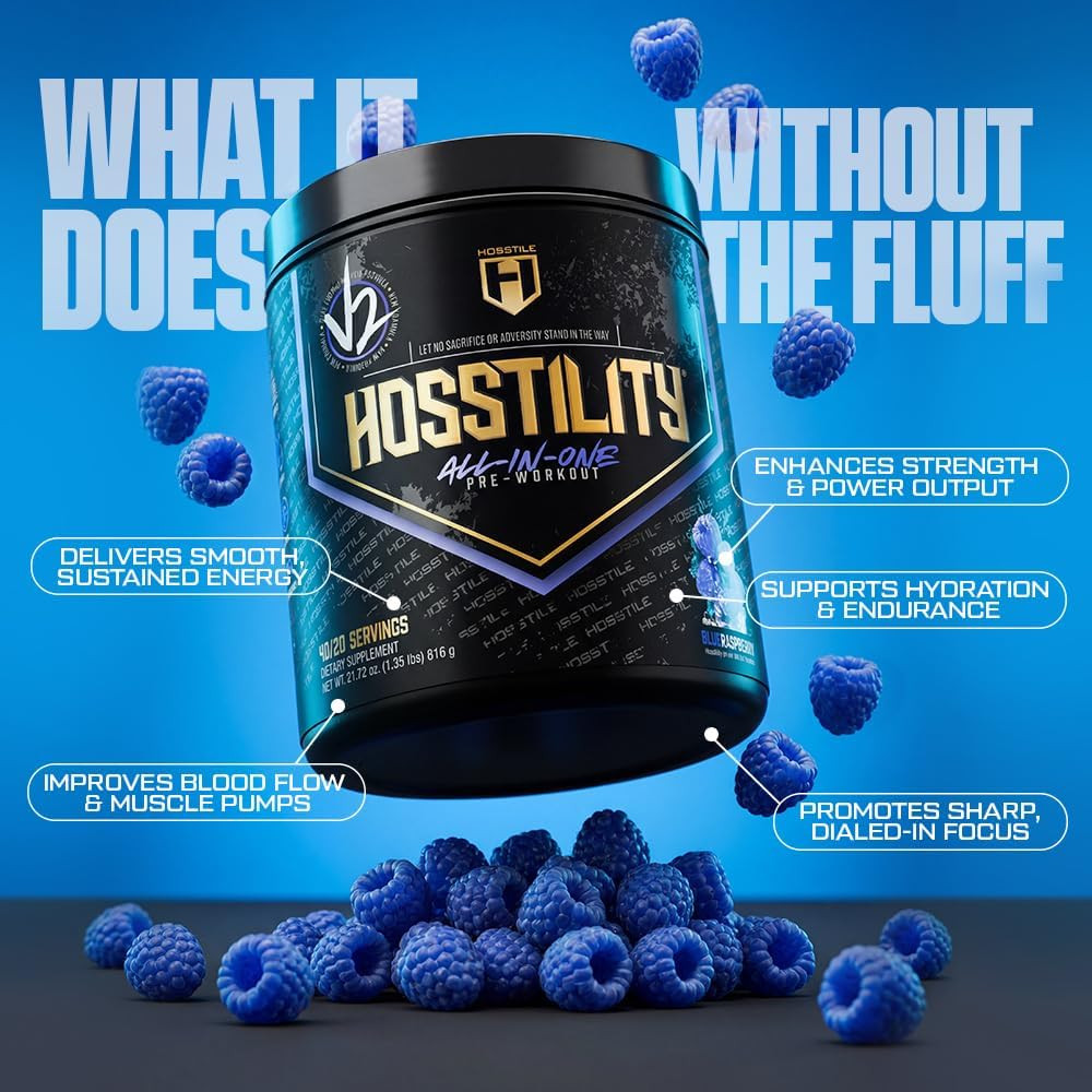 HOSSTILE Hosstility V2 Pre-Workout Powder, All-in-One Pre-Workout Supplement for