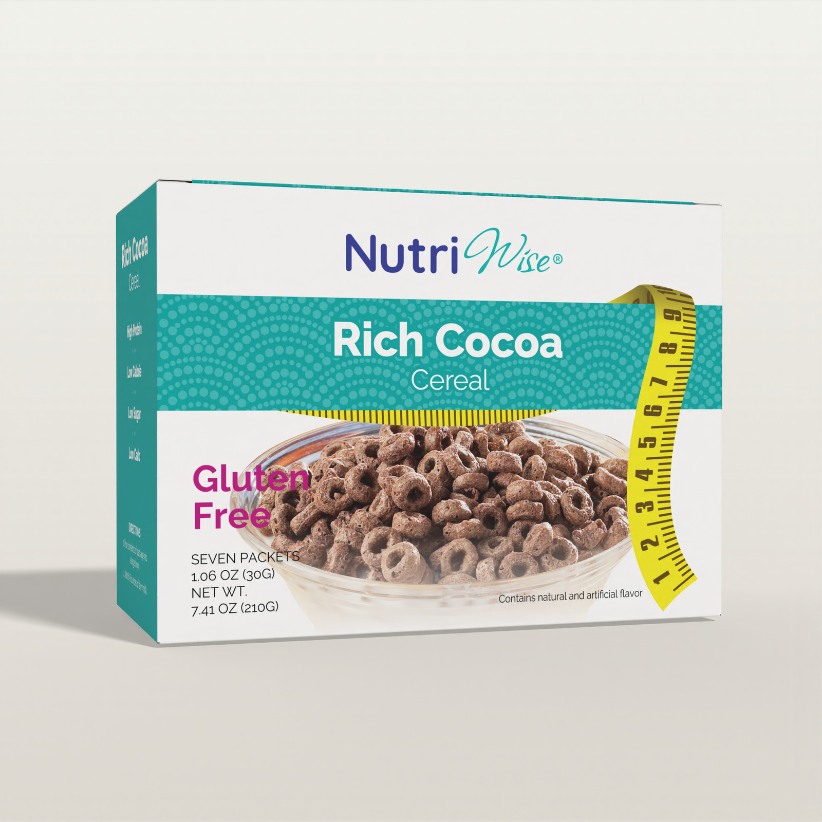 NutriWise Rich Cocoa Protein Cereal, Low Calorie, Low Carb, Keto Diet 7ct
