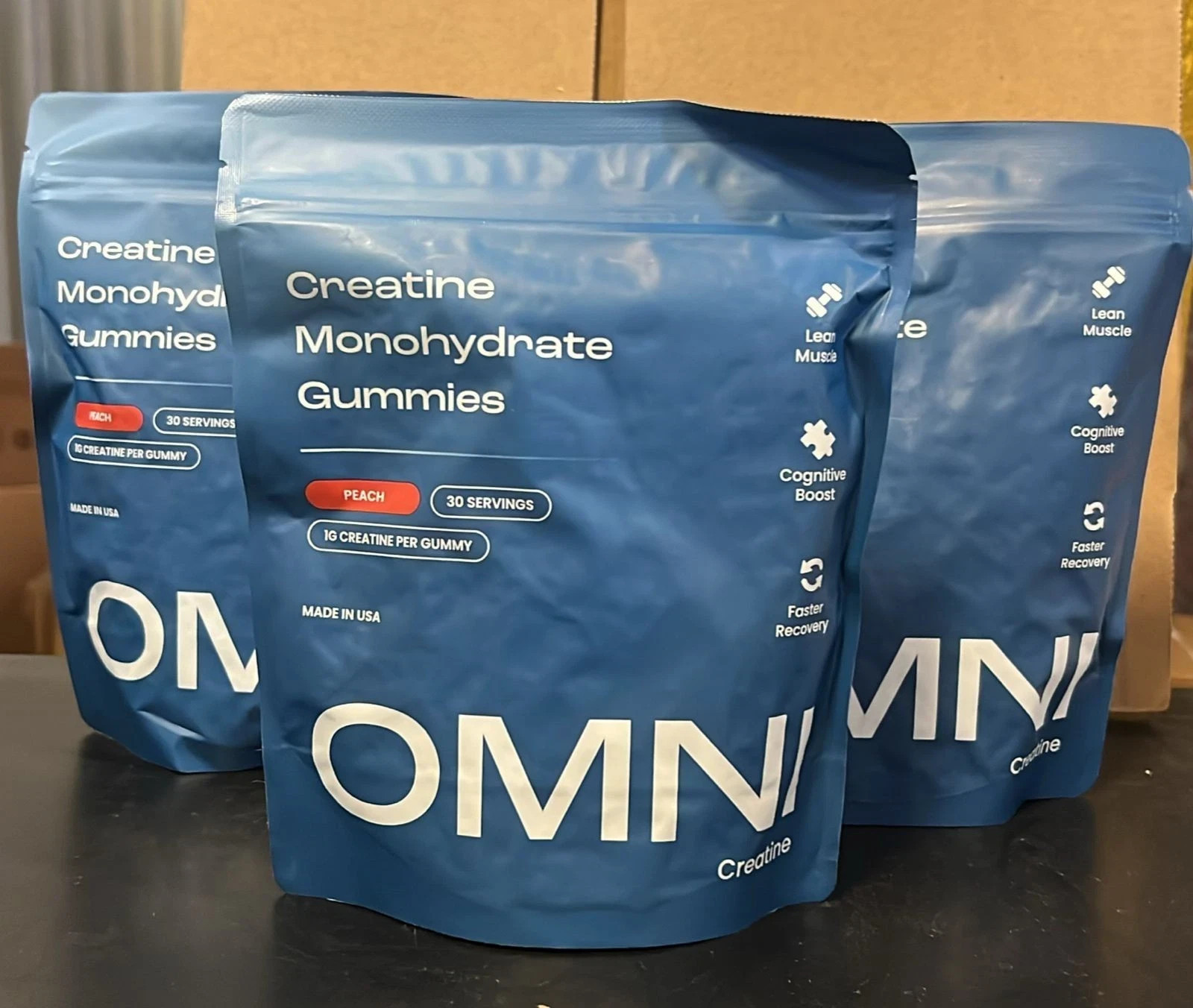 3x Omni Creatine Monohydrate Gummies Supports Muscle Growth (Peach)