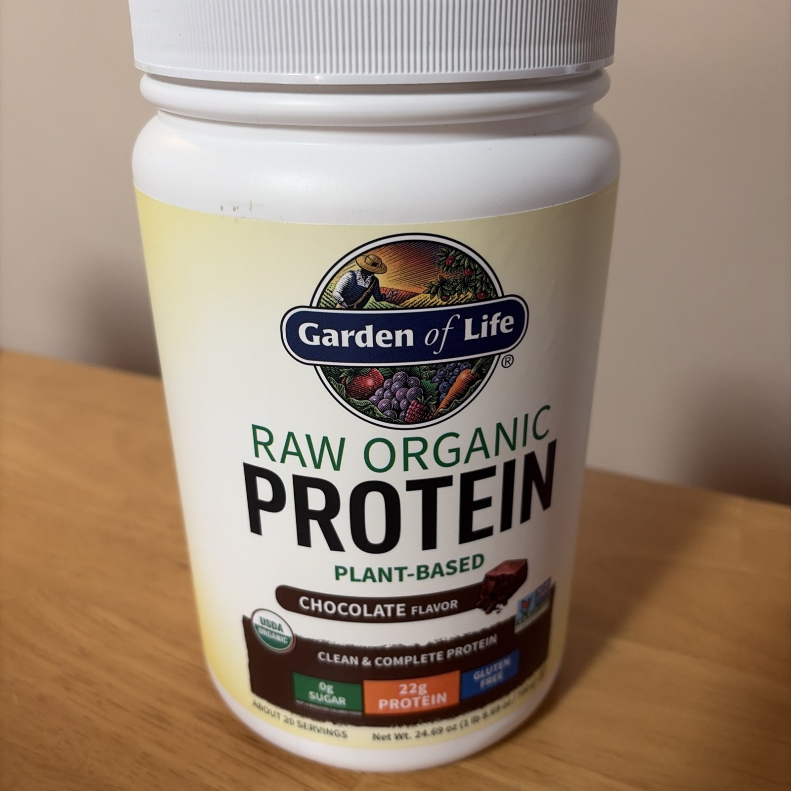 New sealed Organic Protein Plant Based 24.69oz Chocolate Flavor exp August 2026
