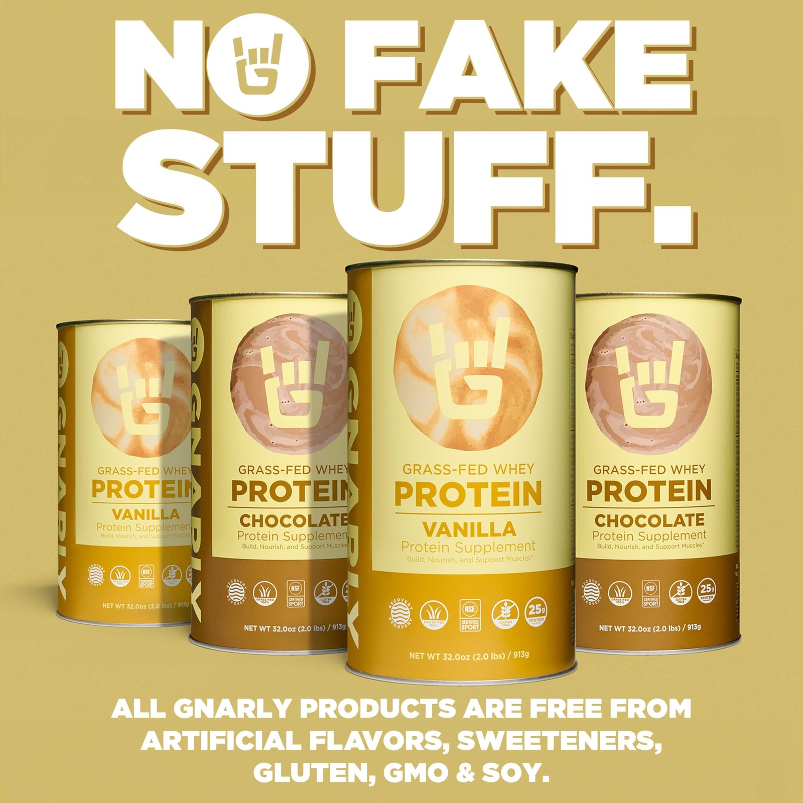 Gnarly Nutrition Chocolate Protein Powder – NSF Sport Certified – 25g Protein…
