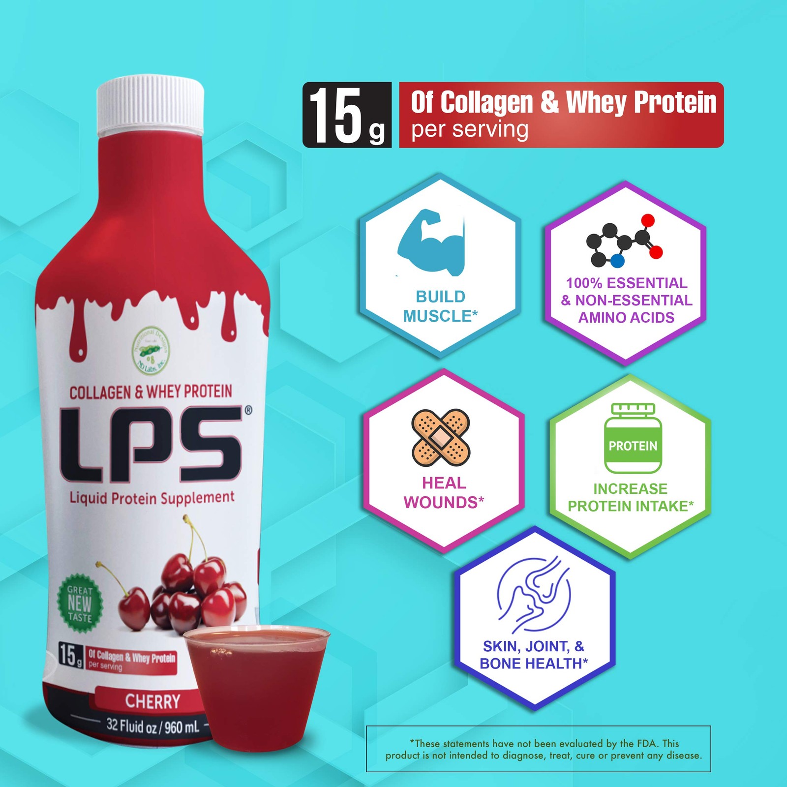 LPS Liquid Collagen & Whey Protein Supplement – Non-GMO Drink, Sugar-Free – P…
