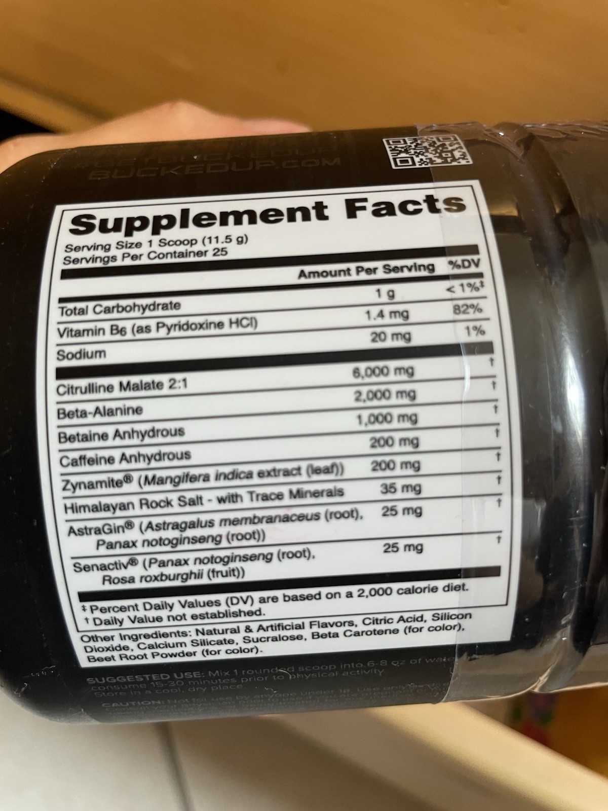 Bucked Up Overtime Classic Pre-Workout Powder 200mg Caffeine Killa OJ 10.2oz