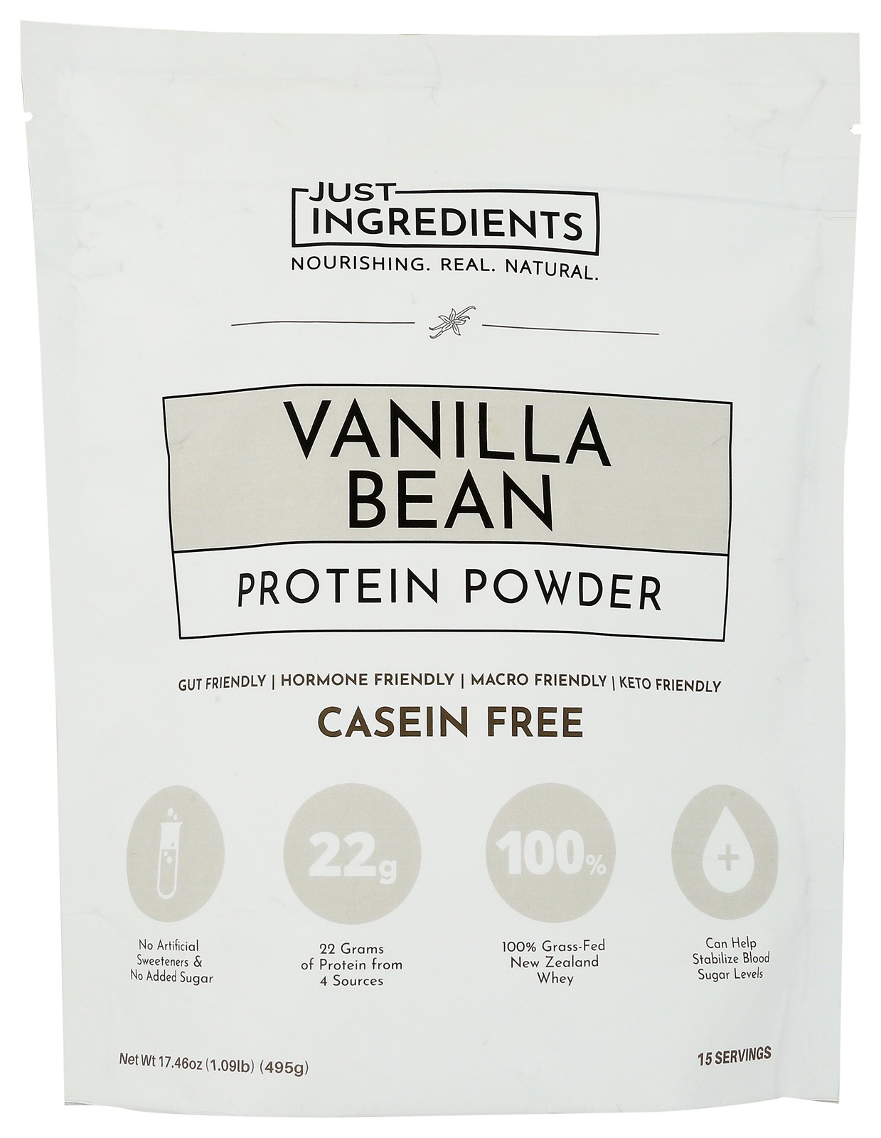 Vanilla Bean Protein Powder By Just Ingredients Supplement 22 Grams 1 Pack