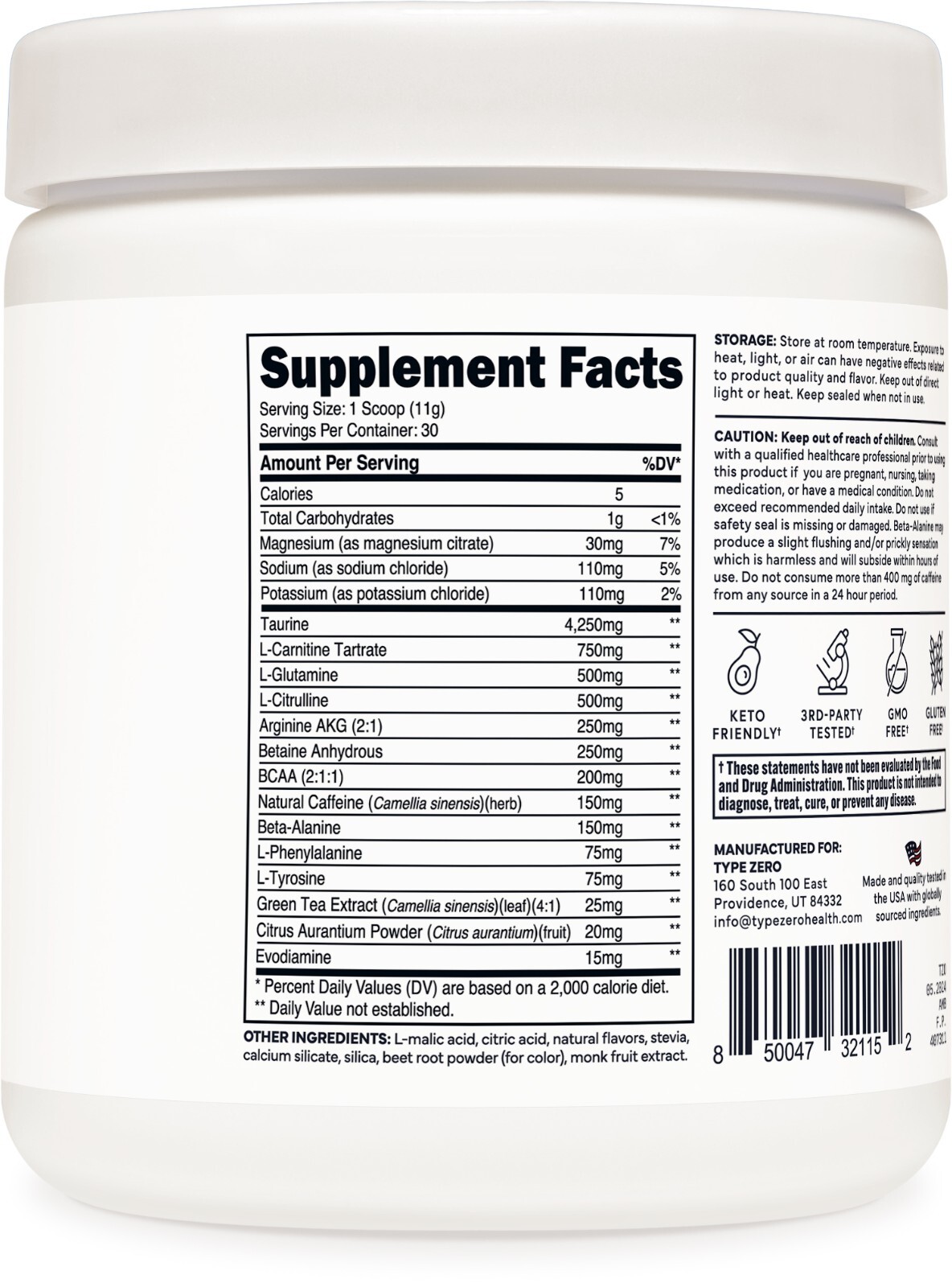 Type Zero AminoBurn – Natural Pre Workout + BCAA (Fruit Punch | 30serv)