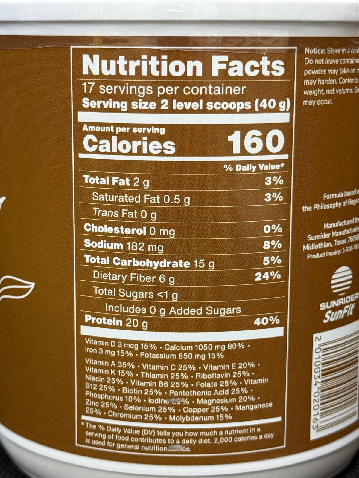 2×1.5# SunRider SunFit Vegan Protein Shake CHOCOLATE MINT powder fiber BB9/2027