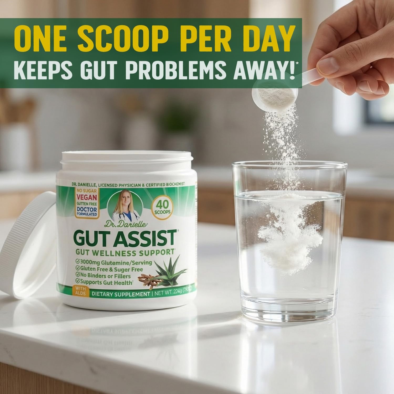 Leaky Gut Support Powder | L-Glutamine Gut Lining Digestive Drink Mix | Glute…