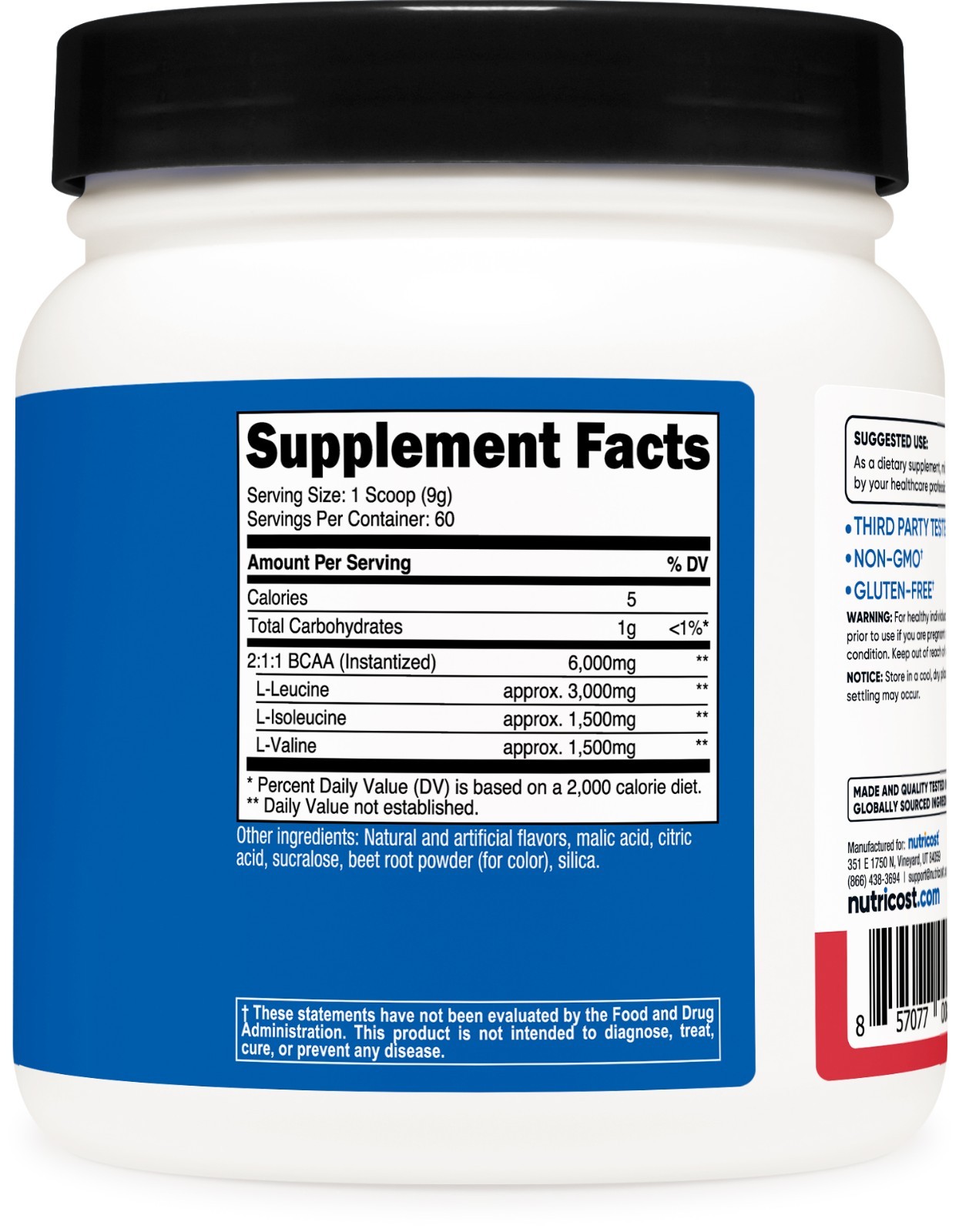 Nutricost BCAA Powder 2:1:1 (Strawberry Kiwi) 60 Servings