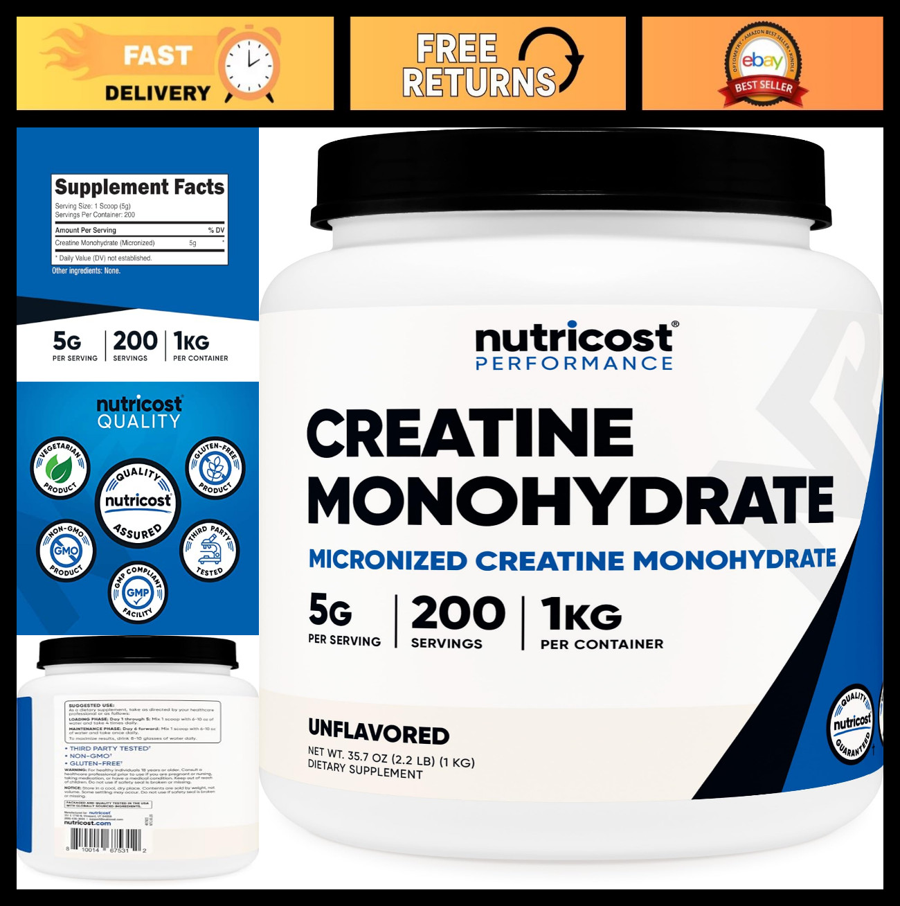 Micronized Creatine Monohydrate Powder 1 KG – Pure, Fast-Absorbing Muscle Fuel