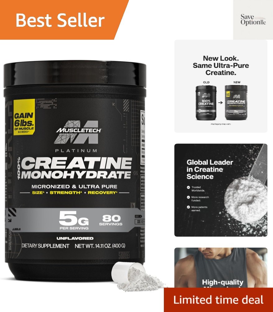 Creatine Monohydrate Powder, Platinum Pure – Unflavored Micronized Creatine f…
