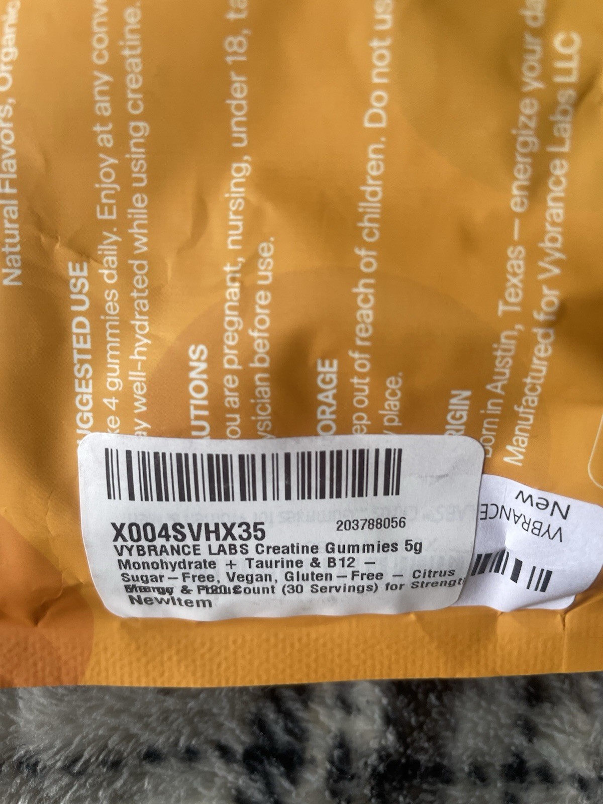 Vybrance Labs Creatine Gummies Sugar-Free Vegan Green Apple Citrus Mango