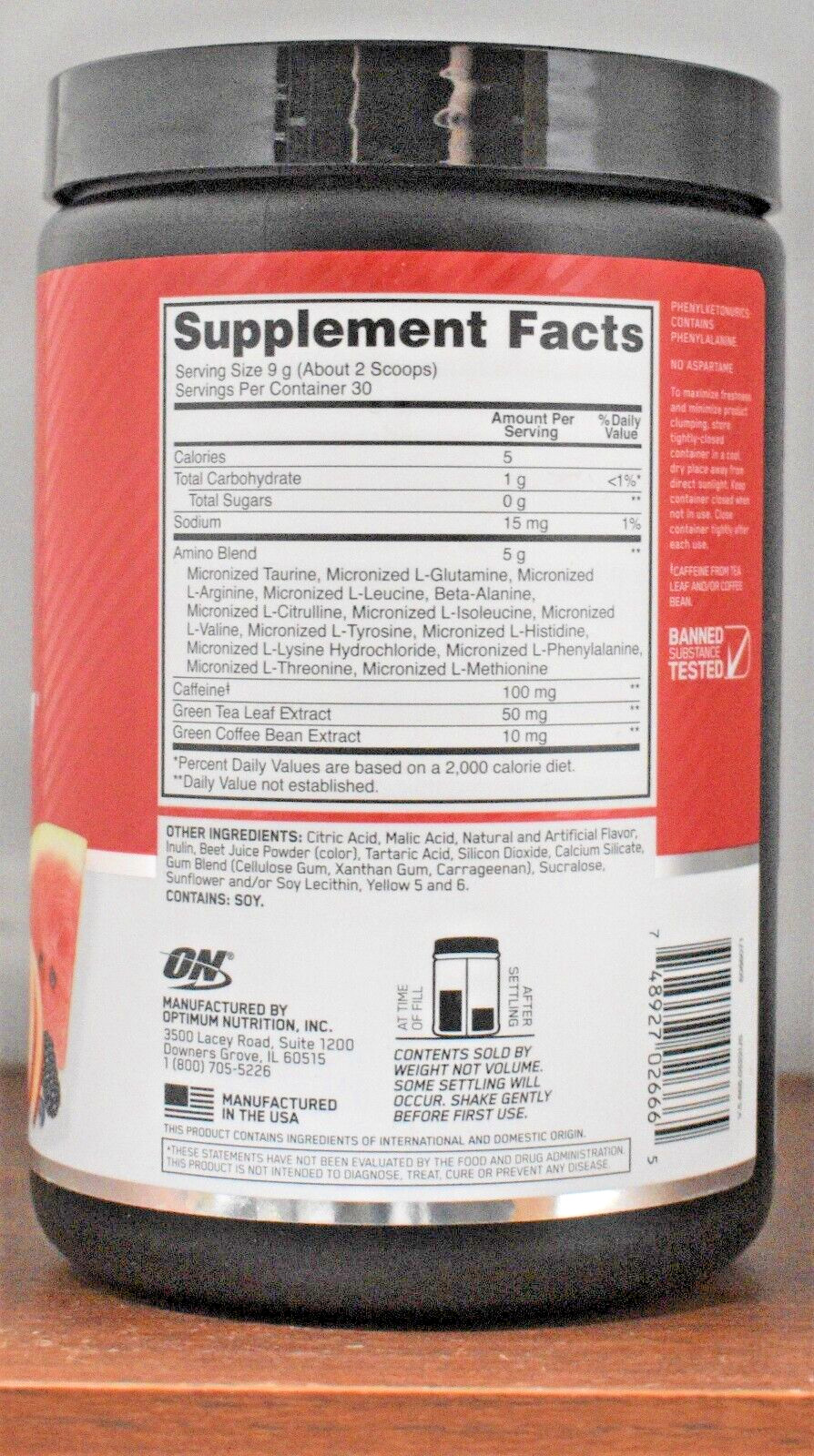 Optimum Nutrition Essential Amino Energy – Fruit Fusion 30 Servings 9.5oz