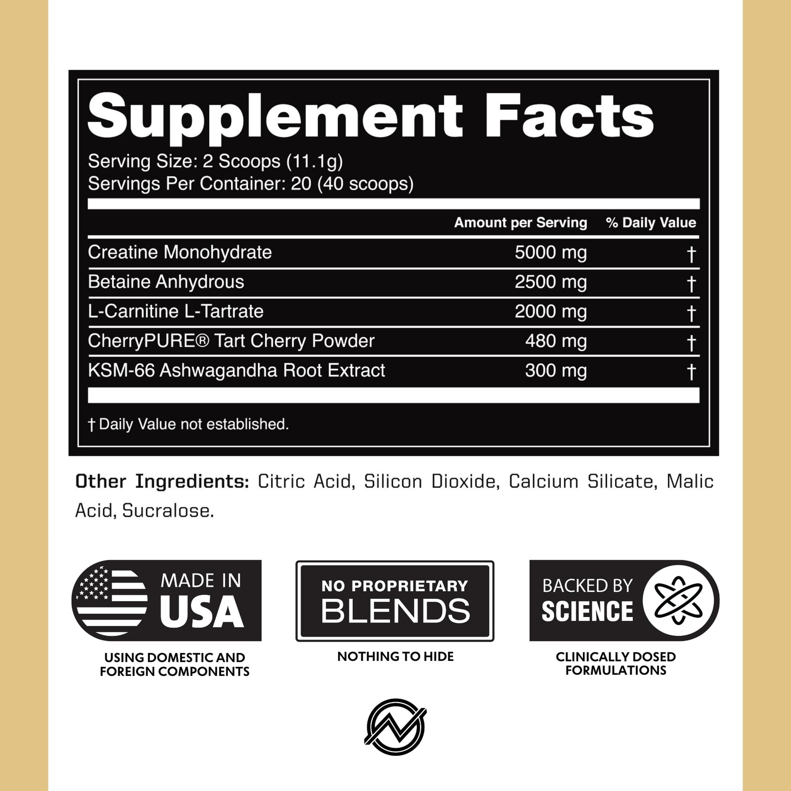 Outwork Nutrition Post Workout Recovery Powder Creatine Monohydrate, KSM66 A…