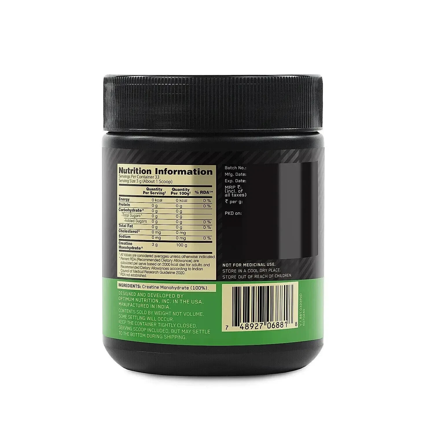 Optimum Nutrition (ON) Micronized Creatine Powder 100gm 83 Serves Unflavoured