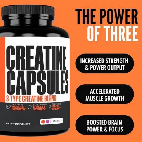 Crazy Muscle ThreeAtine Creatine Monohydrate Capsules 5g Pure, 3X Formula Pre…