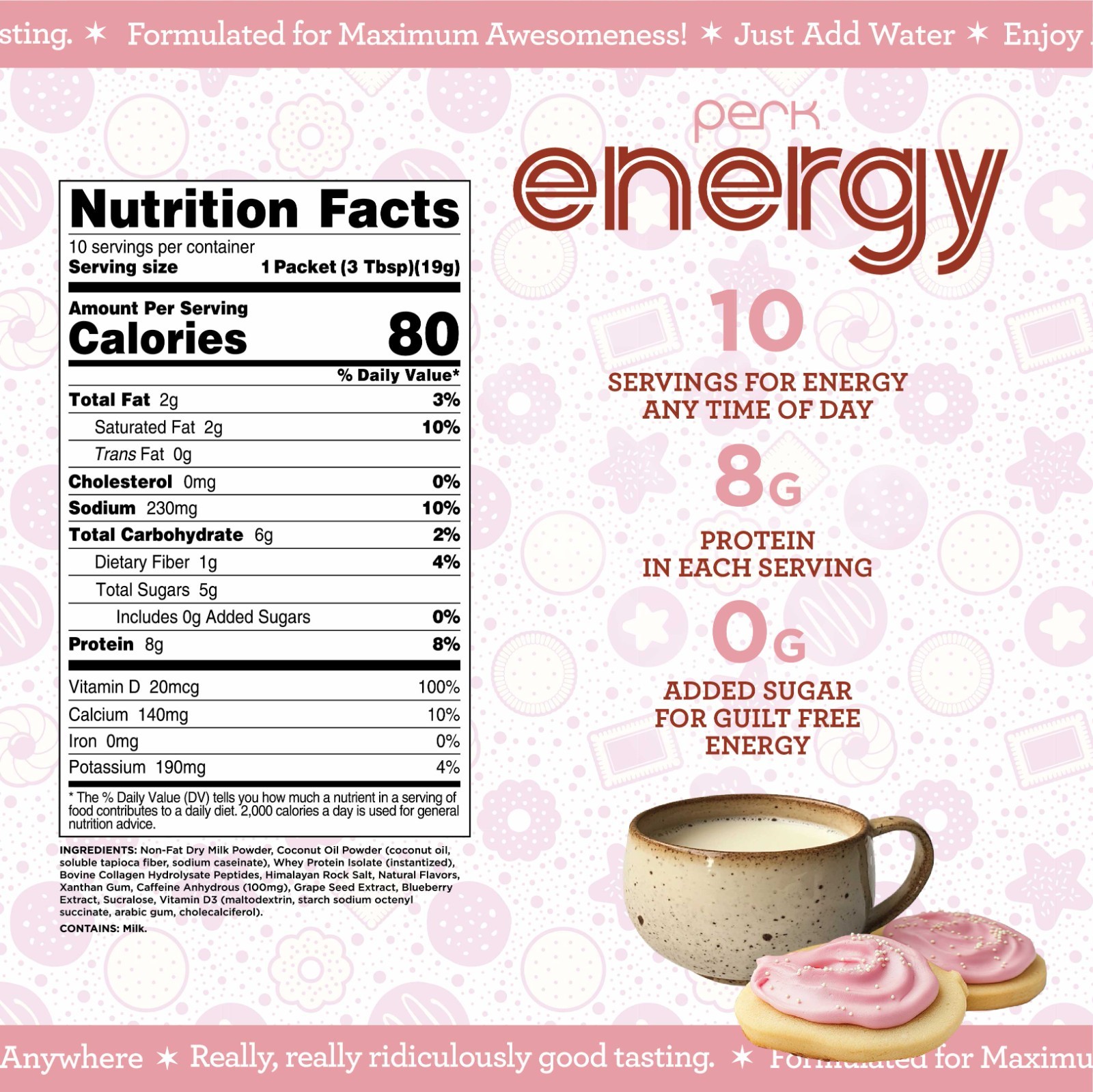 Perk Energy Sugar Cookie Flavored Drink Powder (10 Servings)