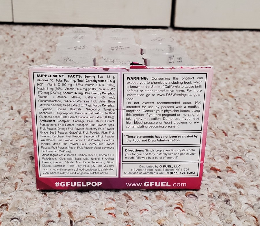GFuel Energy Crystal Display With 12 Tubes (3 different flavors) DISCONTINUED