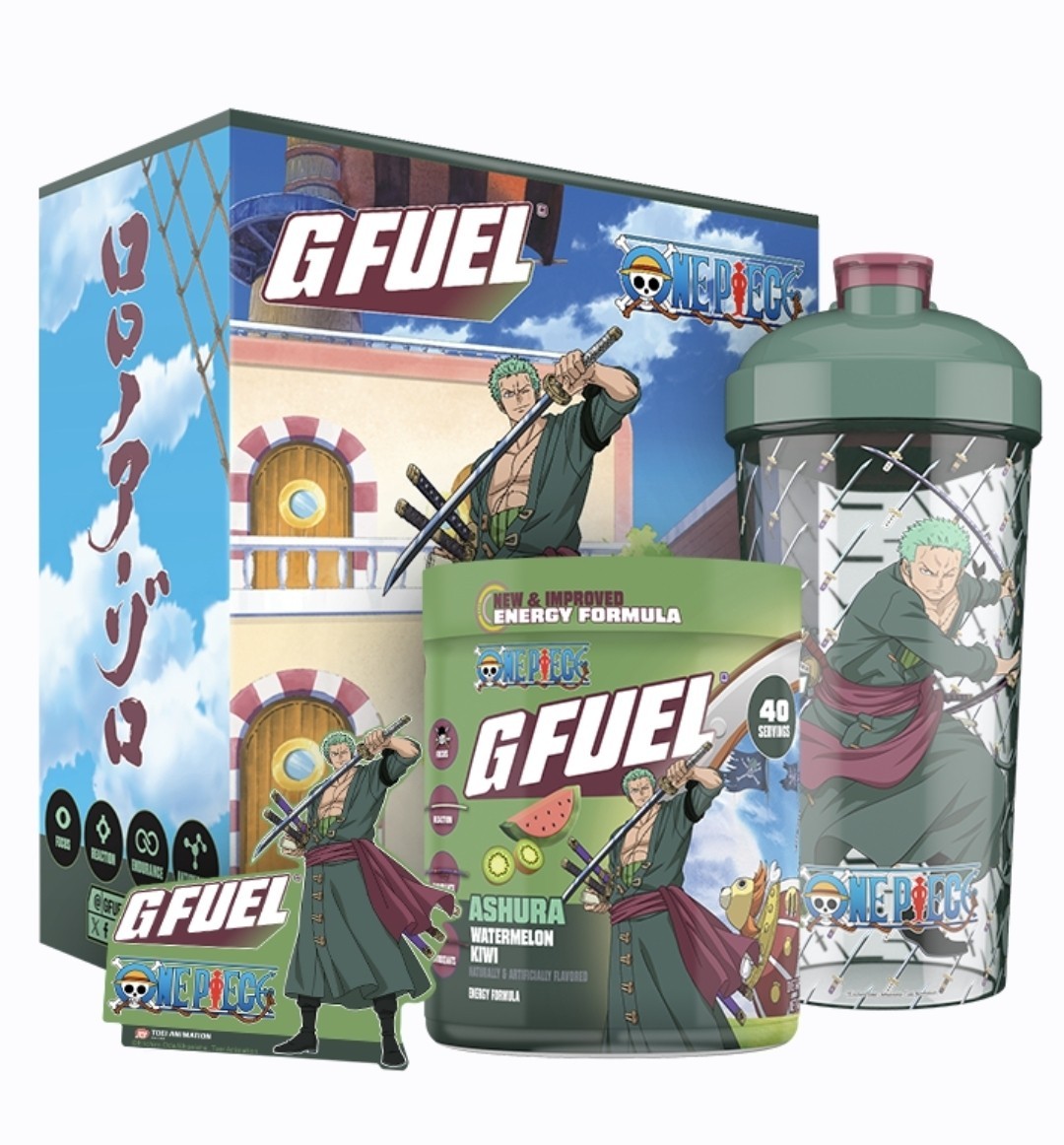 Gfuel x One Piece Zoro Ashura Collector’s Box With Shaker Cup – ENERGY NEW 2026✅