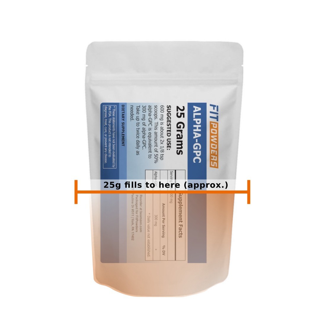 FitPowders Alpha-GPC Powder 25 Grams – 3rd Party Tested: Non-GMO, with Scoop