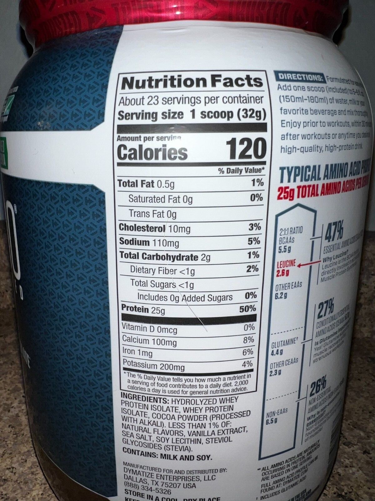 1.6 LB 23 Servings ISO100 DUTCH CHOCOLATE DYMATIZE 