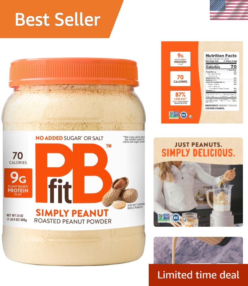 Delicious 24 oz Simply Peanut Powder – Low Fat, Plant-Based Protein Solution