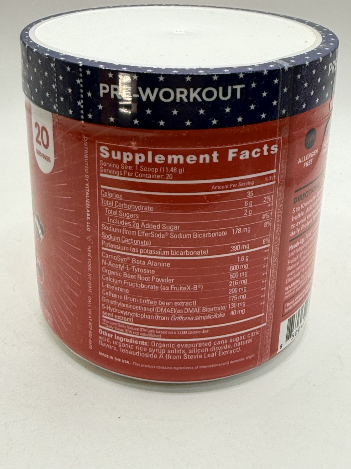 EBOOST POW Natural Pre Workout Powder – 20 Servings – Patriot Pop – Pre Worko