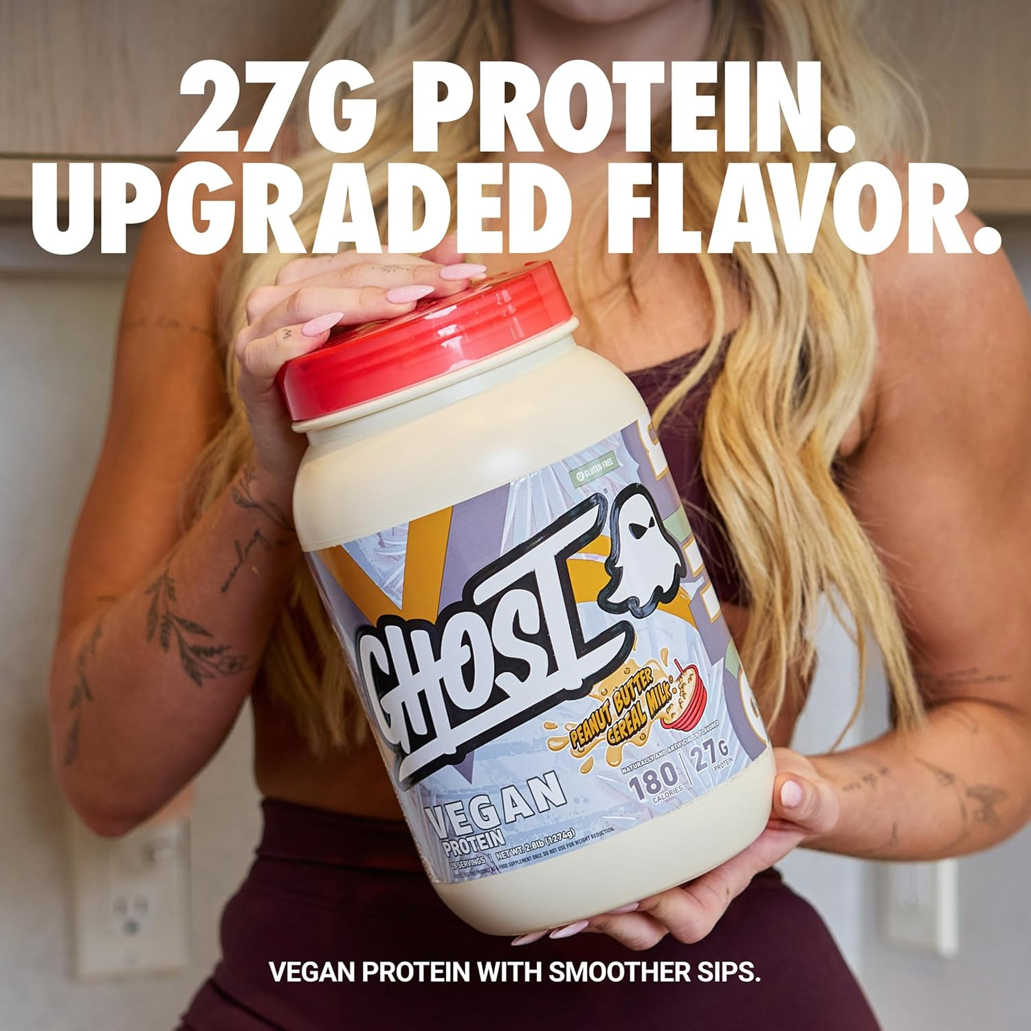 Vegan V2 Protein Powder, Peanut Butter Cereal Milk – 2.8LB Tub, 27G of Protein –