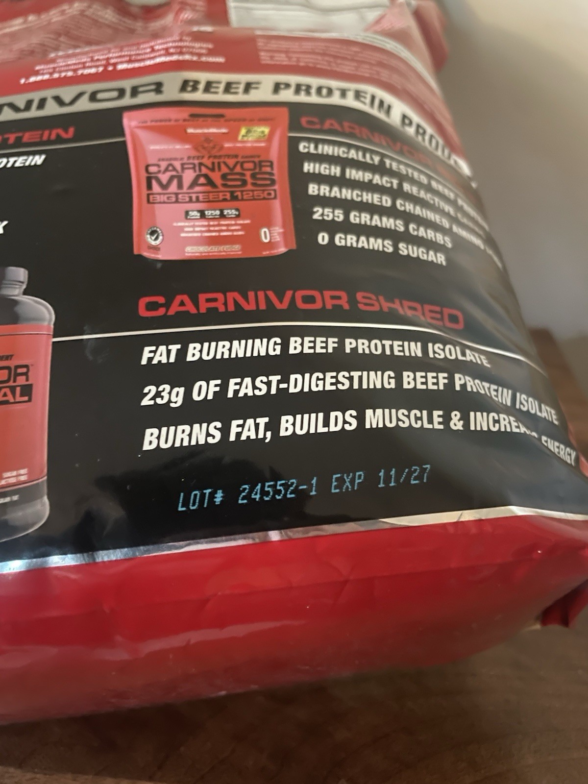 MuscleMeds Carnivor Mass Anabolic Beef Protein Gainer, Vanilla Caramel, 10 lb