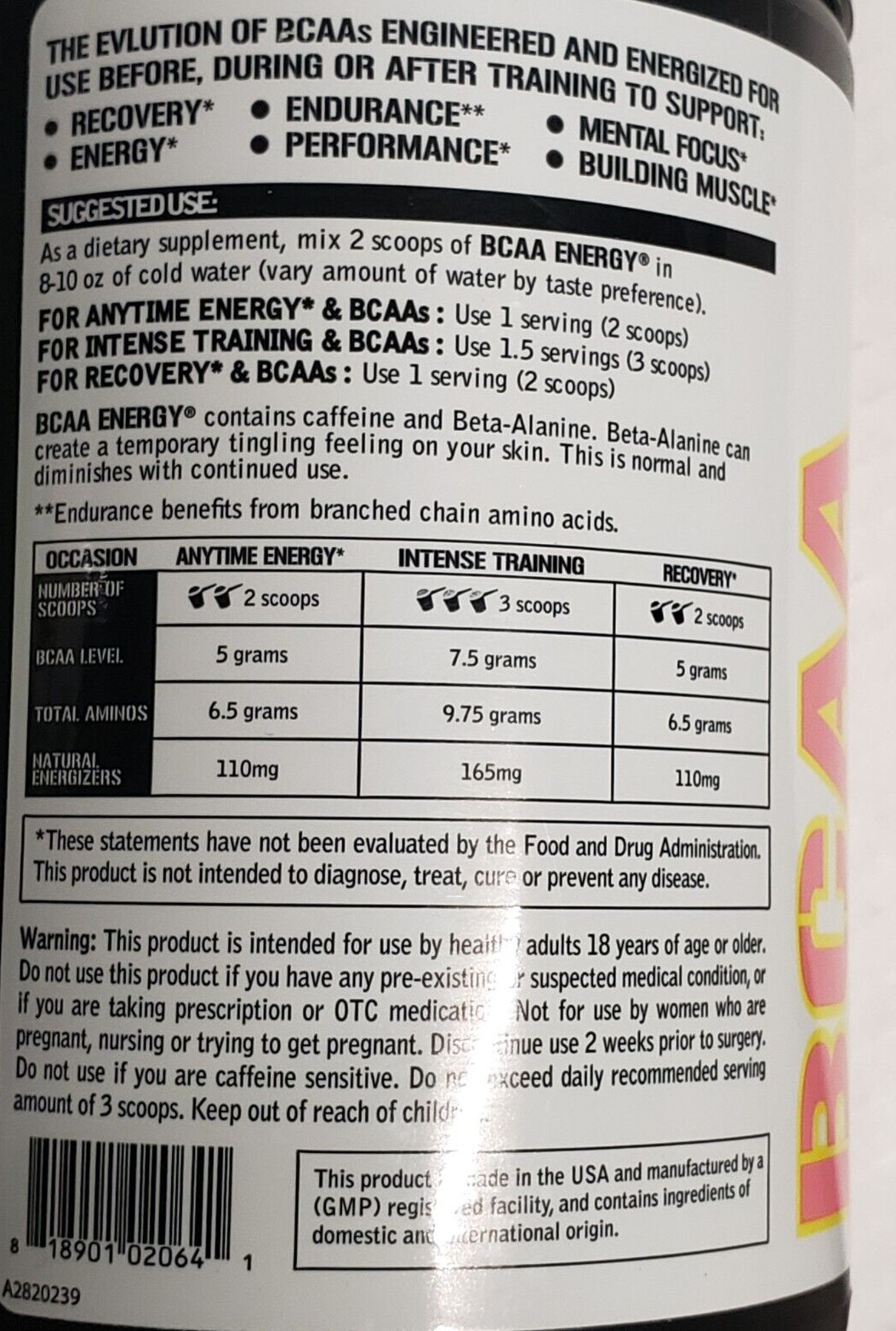 Evlution Nutrition BCAA Energy – PINK LEMONADE – 30 Servs – 9.42 oz – Ex 9/2025