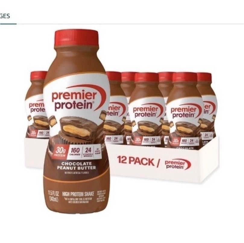 Premier Protein Chocolate Peanut Butter Shake, 12 Pack 11.5 fl oz Gluten-Free