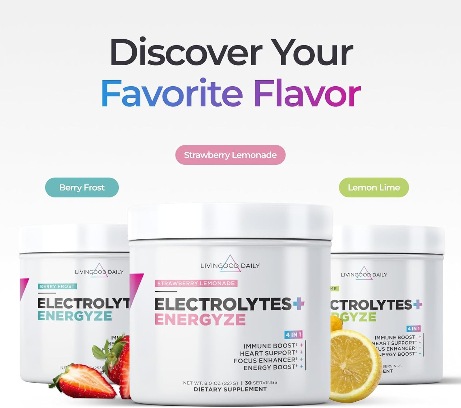 Electrolytes Powder Strawberry Lemonade 30 Servings, Hydration Drink Mix with