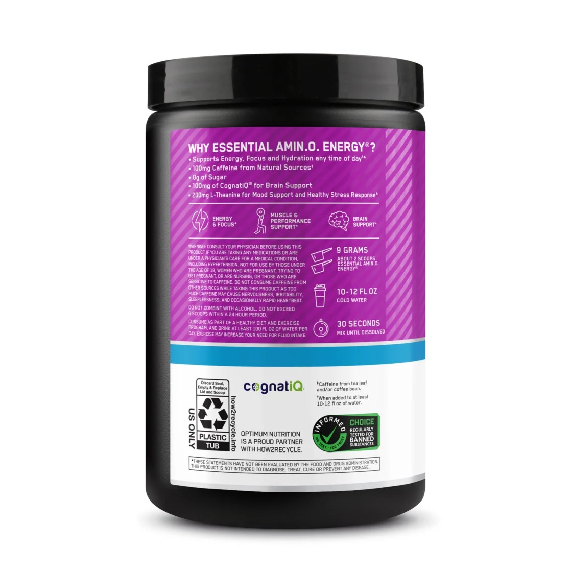 Amino Energy Hydration + Focus Pre Workout Powder Grape 9.5 Oz