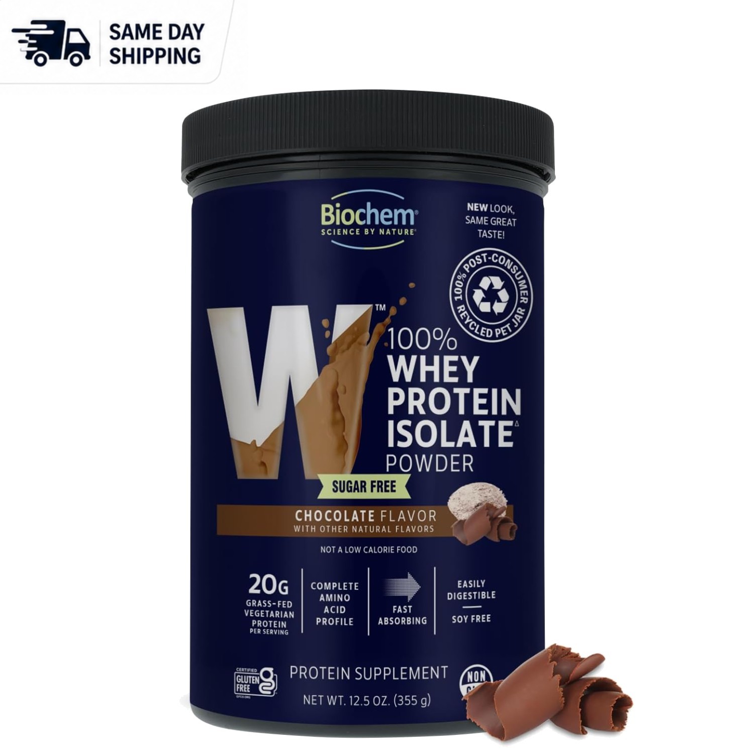 12.5oz Sugar-Free Chocolate Whey Protein – Non-GMO & Vegetarian Approved