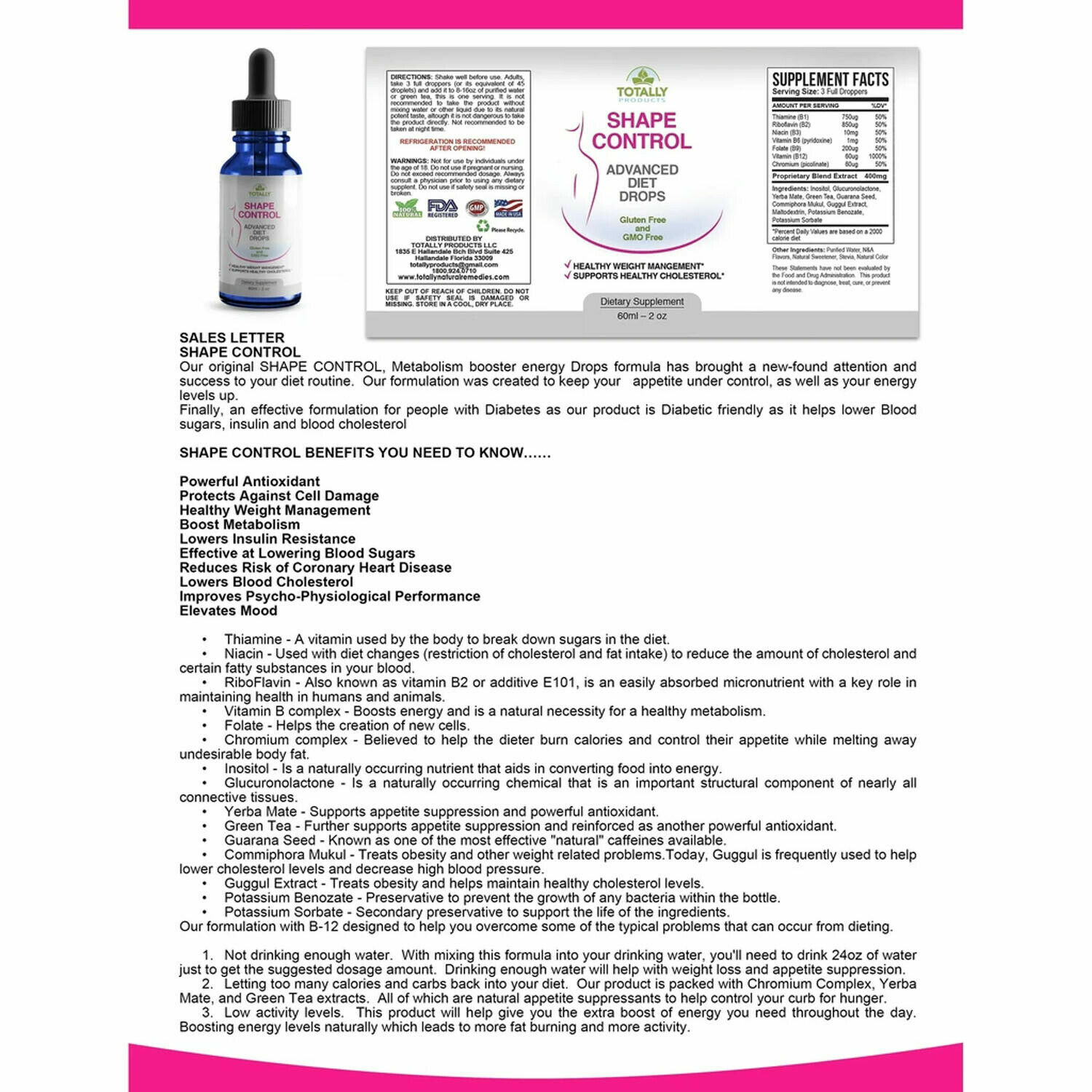 Guarana Extract Energy Support & Shape Control Weight Management Supplement 60ml