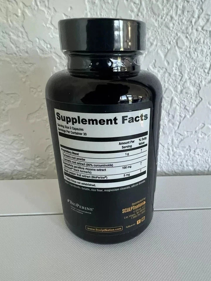 1 Pack – Turmeric Black Sculptnation Fatigue Muscle Build FatBurn Bloating Treat
