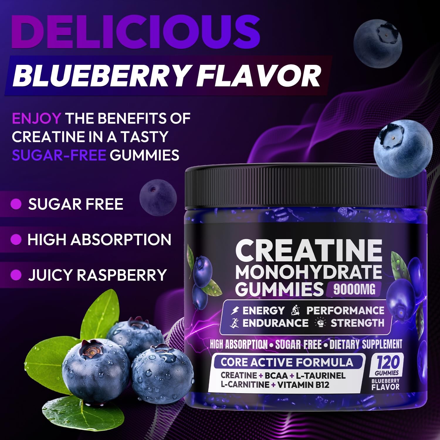 Creatine Monohydrate Gummies 9000mg for Men & Women, Creatine Chewables for M…