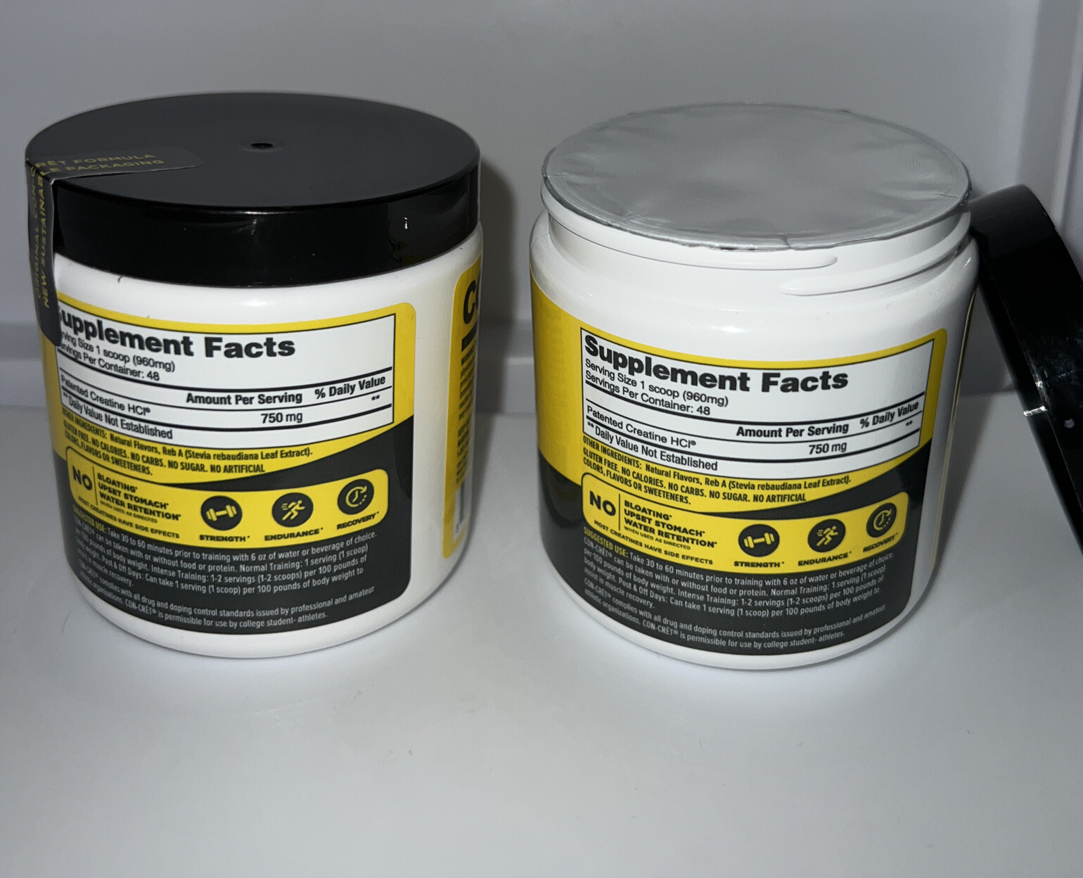 TWO CON-CRET Patented Creatine HCl Lemon Lime 48 Servings Diet Supplement