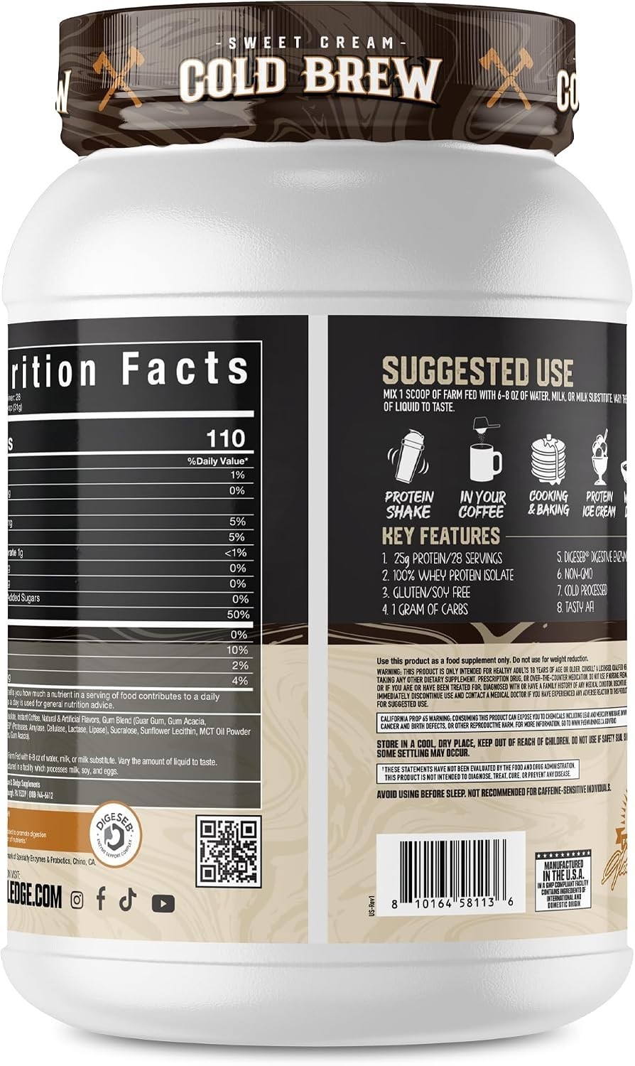 Axe & Sledge Farm Fed Protein Sweet Cream Cold Brew 25g Protein NEW