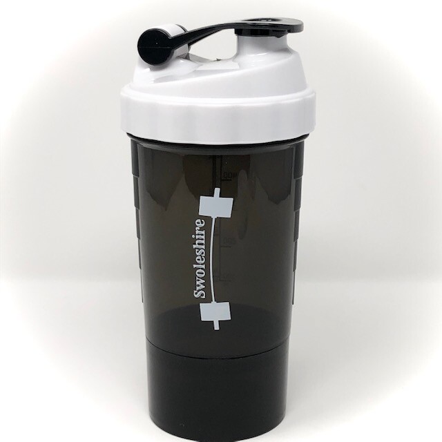 Swoleshire 3 in 1 Shaker Bottle 16 oz Steel Ball with Protein & Vitamin Storage
