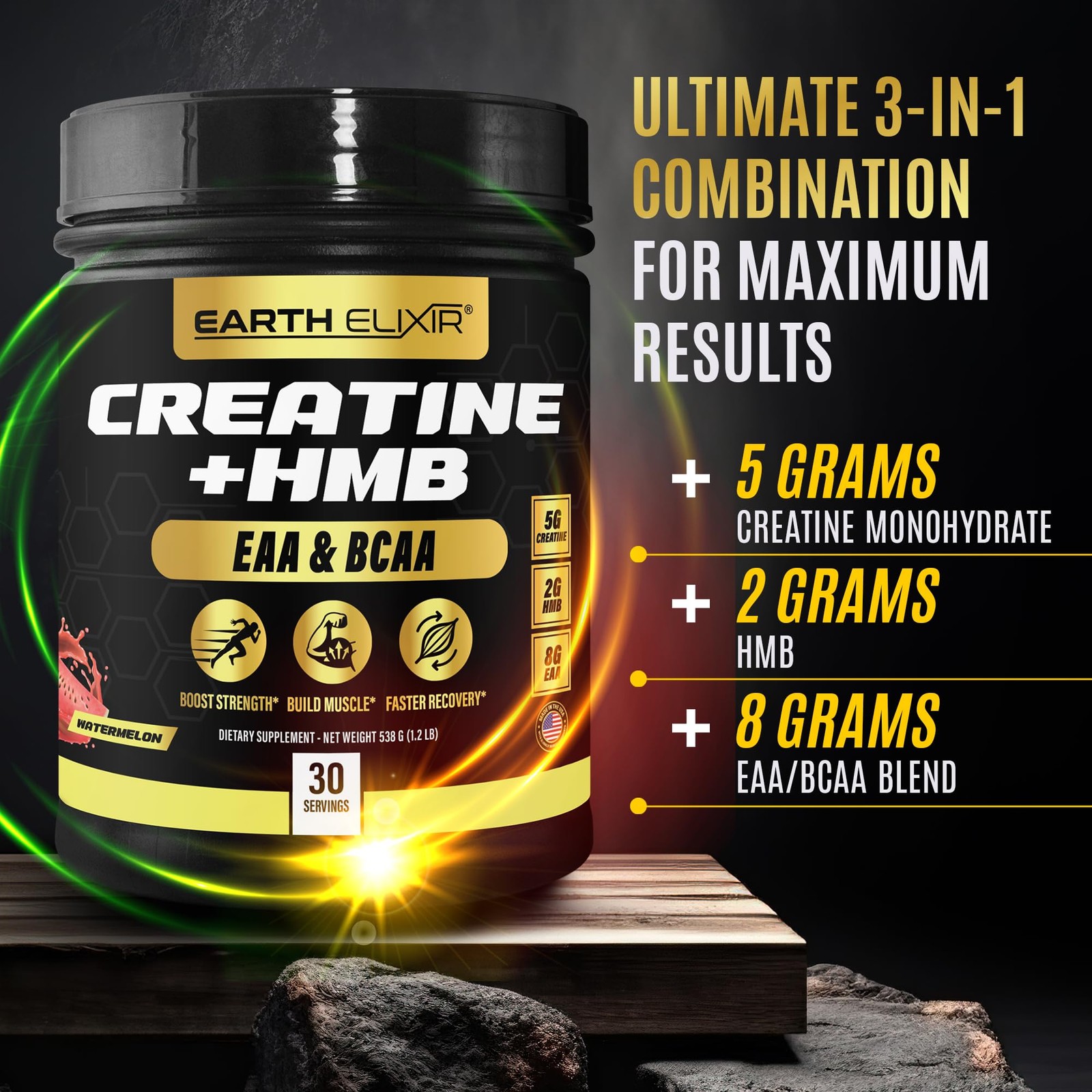 Creatine HMB Supplements for Men and Women w/Essential Amino Acids | EAA & BC…