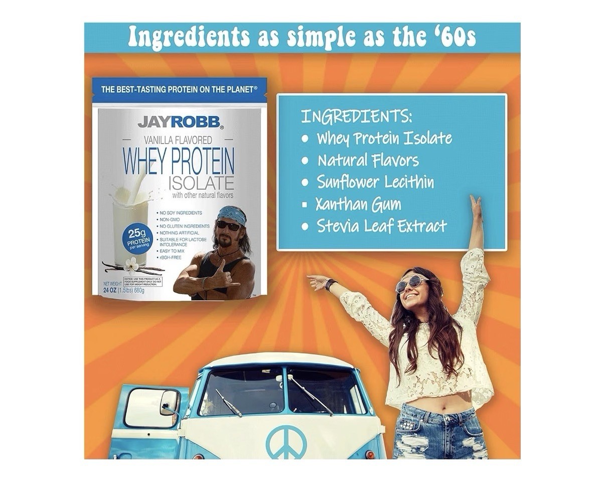 JAYROBB Whey Protein Isolate Vanilla Flavored 1.5 Pound