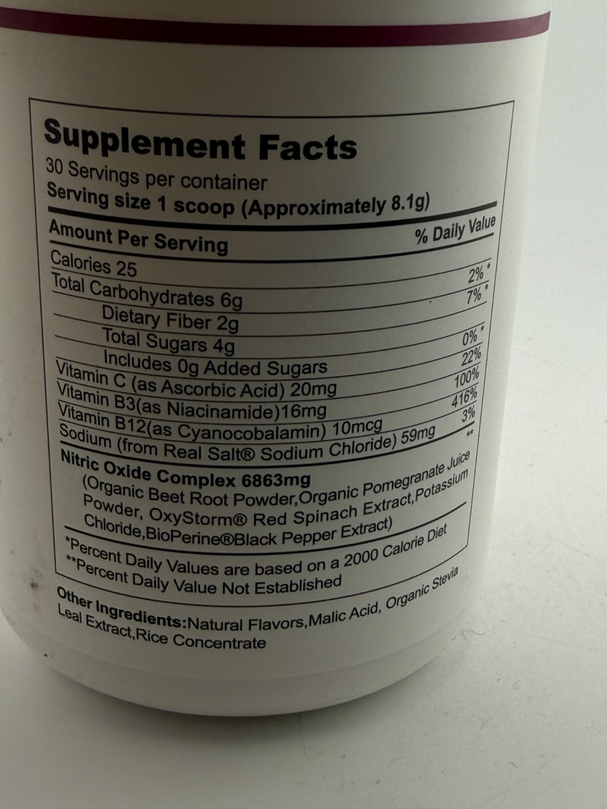 Nitric Oxide Mixed Berry Dietary Supplement. 09/2026