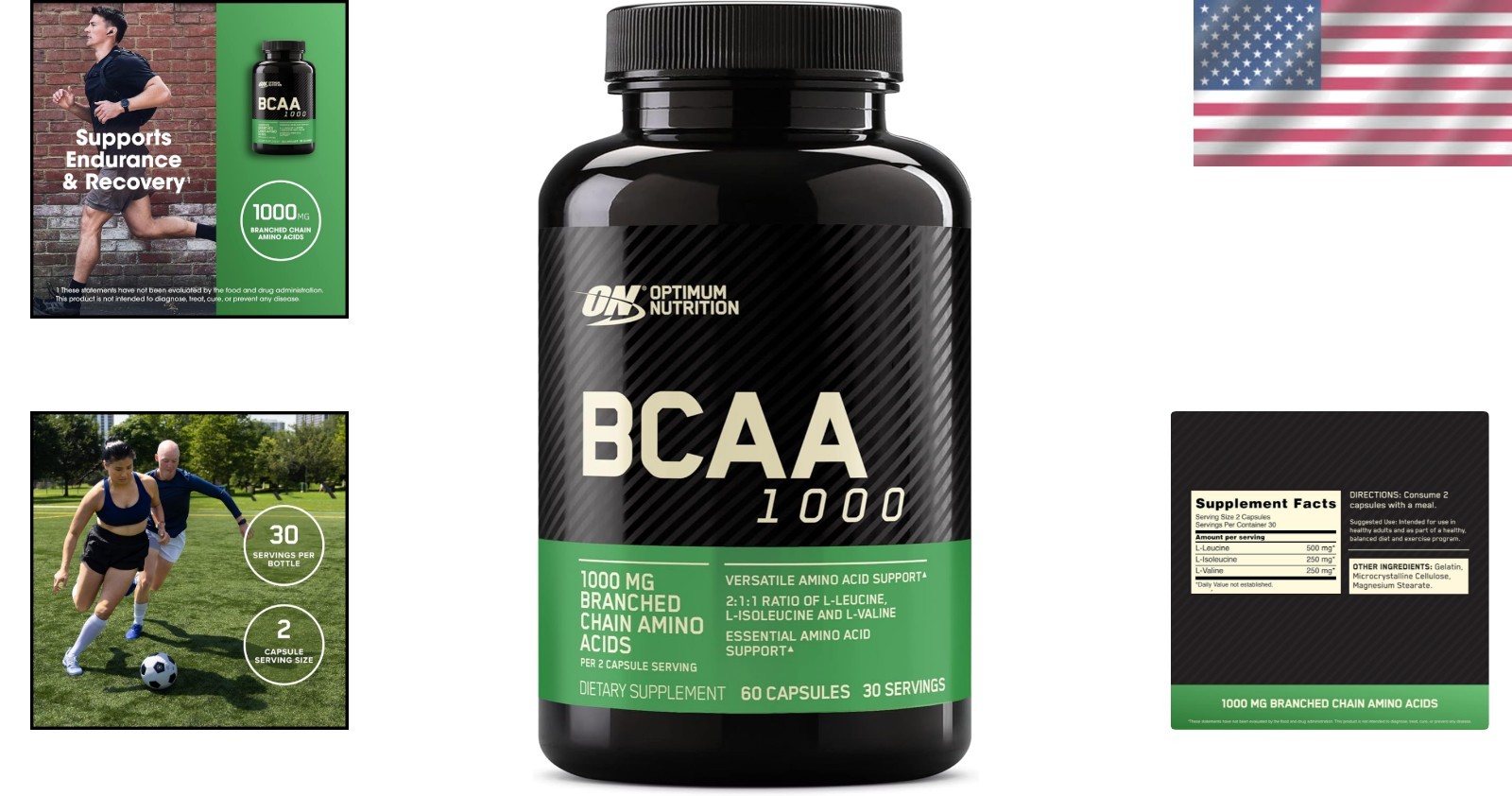 BCAA Capsules 1000mg – Keto Essential Amino Acids, 60 Easy-to-Swallow Capsules