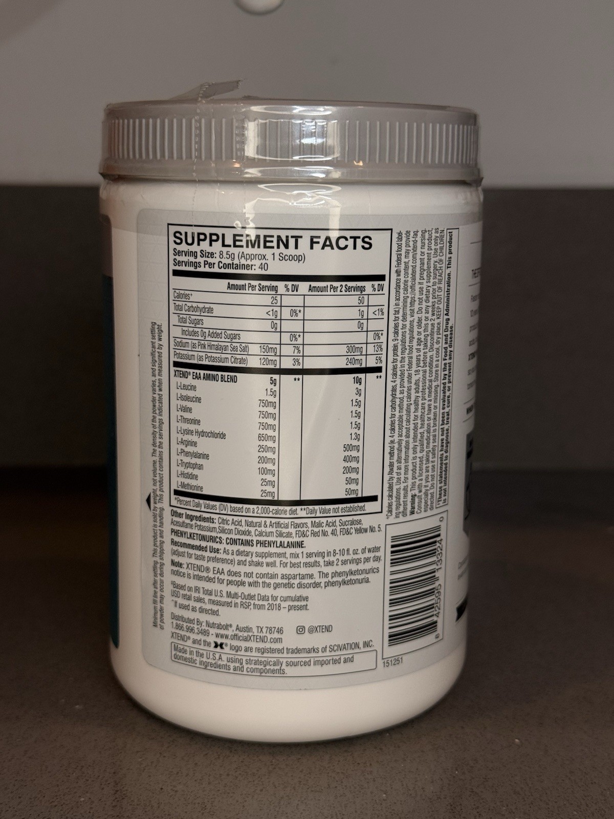 XTEND EAA Blood Orange Zero Sugar Electrolyte Powder 40 Servings